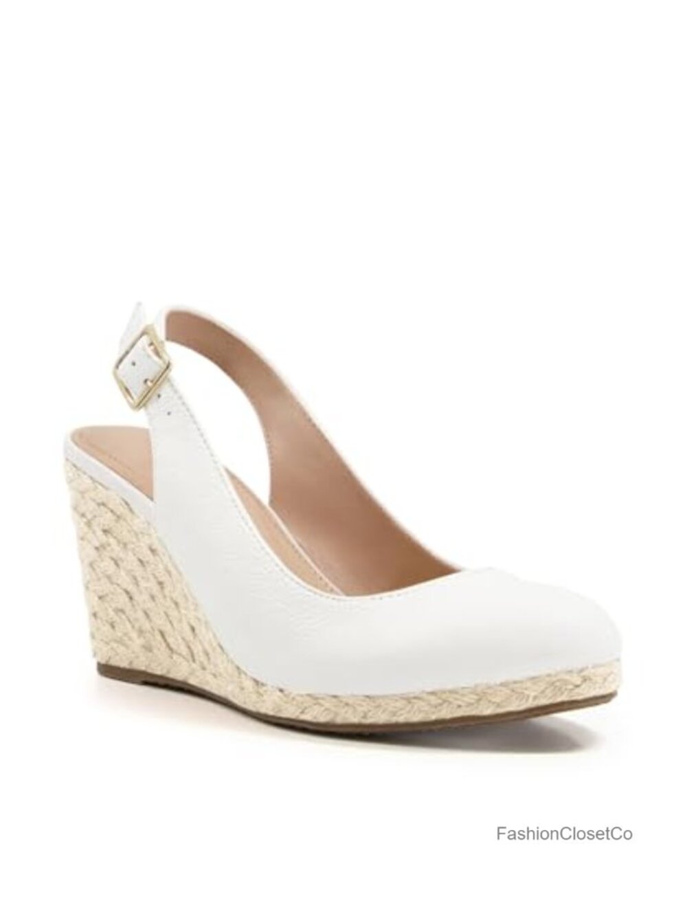 Faux Leather Closed Toe Wedge Espadrille Sandals Slingback Pumps Platform Heels